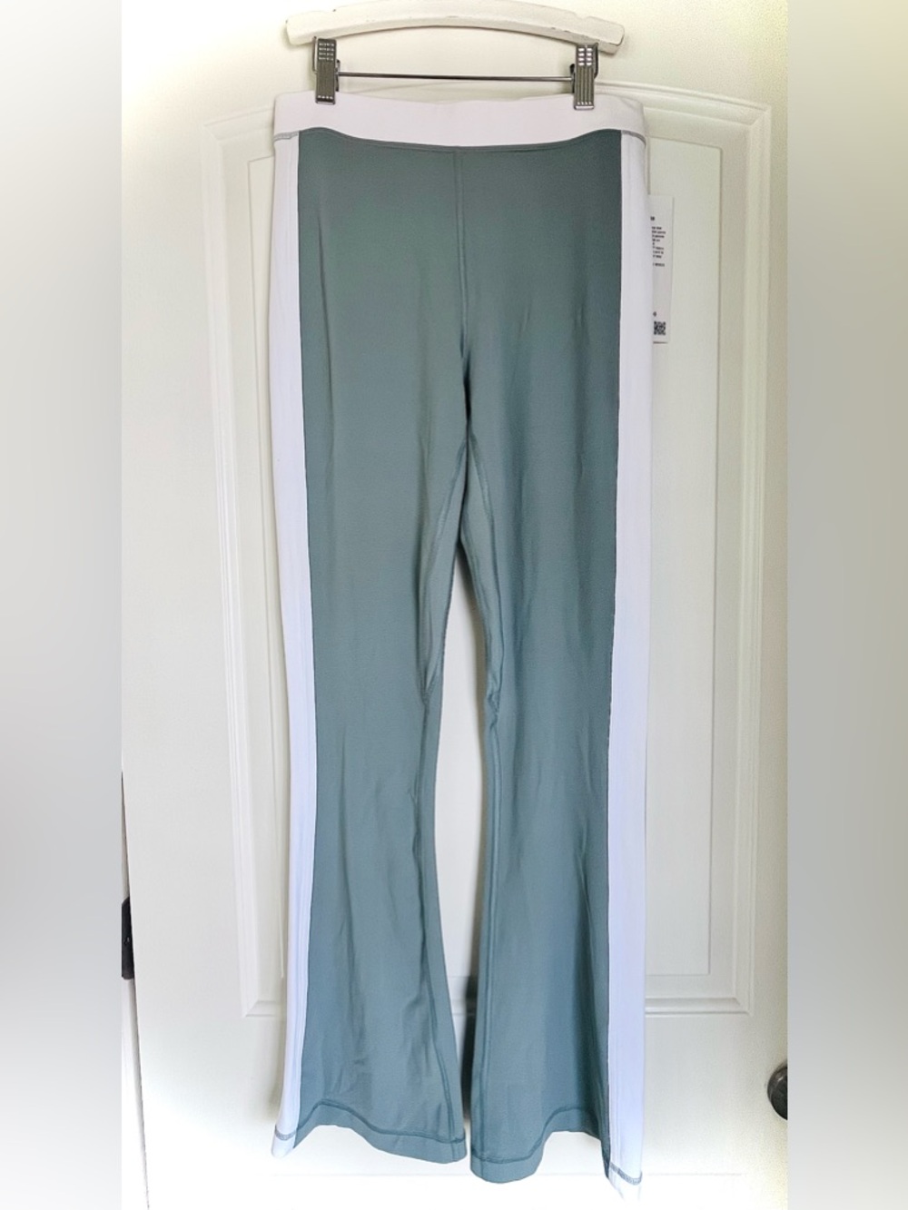 lululemon Nulu High-Rise Flared Pant Sage Green & White Athletic Leggings